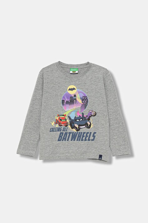 United Colors of Benetton longsleeve bawełniany dziecięcy kolor szary wzorzysty 35RYG10KE