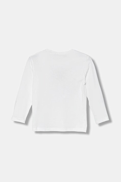 United Colors of Benetton longsleeve bawełniany dziecięcy kolor biały z nadrukiem 3I1XG10KH