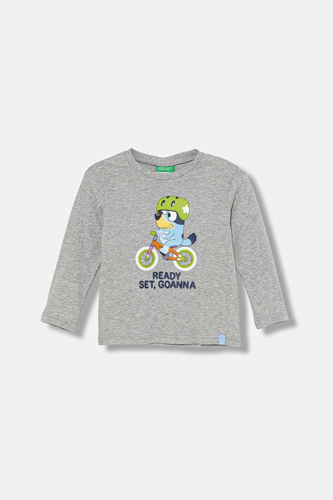 Детска блуза с дълги ръкави United Colors of Benetton в сиво с принт 3I1XG10KH