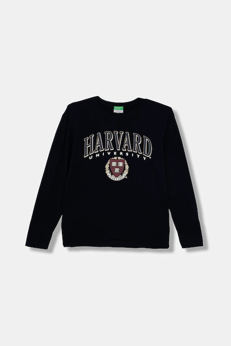 United Colors of Benetton longsleeve din bumbac pentru copii culoarea bleumarin, cu imprimeu, 3IVWC10PW