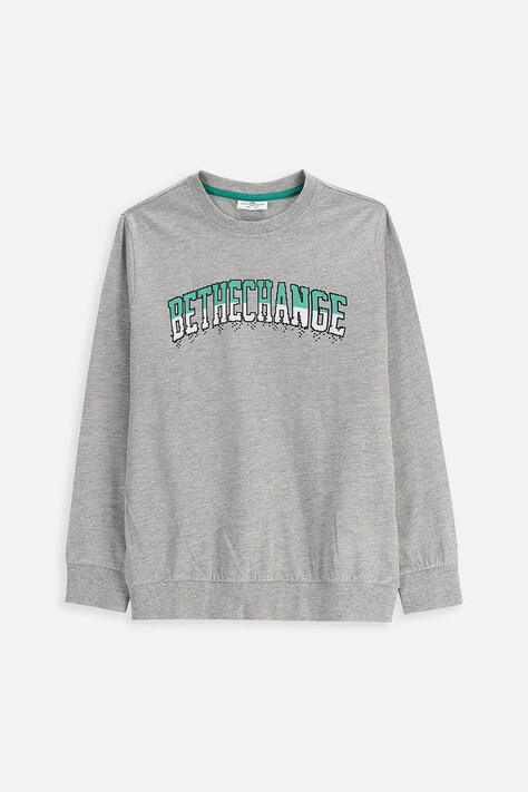 Coccodrillo longsleeve dziecięcy kolor szary z nadrukiem EVERYDAY BOY A