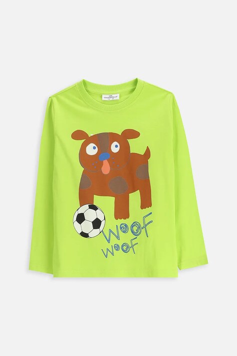 Coccodrillo longsleeve bawełniany dziecięcy kolor zielony z nadrukiem EVERYDAY BOY A