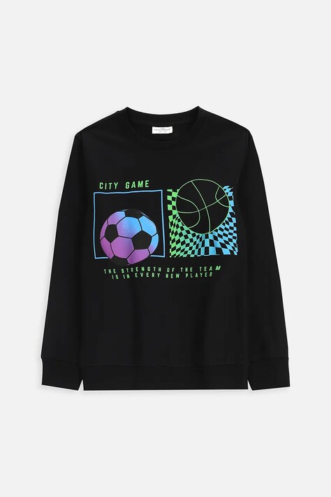 Coccodrillo longsleeve bawełniany dziecięcy kolor czarny z nadrukiem EVERYDAY BOY A