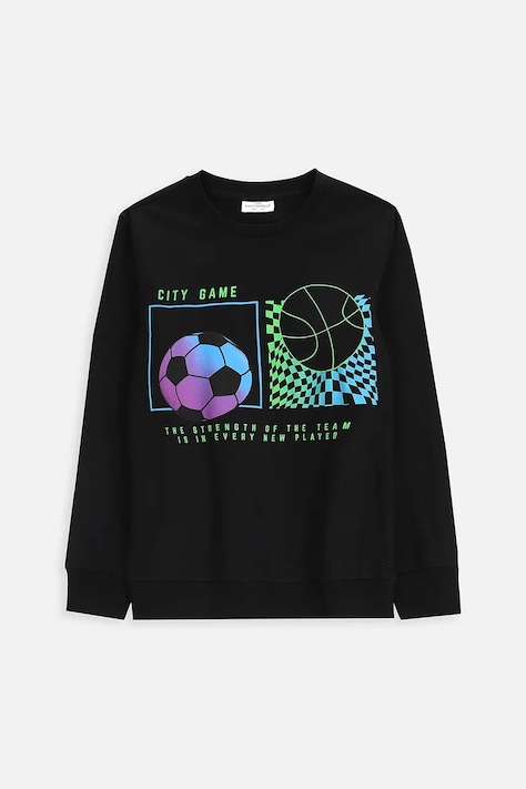 Coccodrillo longsleeve din bumbac pentru copii culoarea negru, cu imprimeu, EVERYDAY BOY A