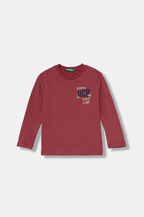 Детска блуза с дълги ръкави United Colors of Benetton в червено с принт 3ATNG10KT