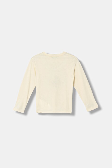 United Colors of Benetton longsleeve bawełniany dziecięcy kolor beżowy z nadrukiem 3ATNG10KU