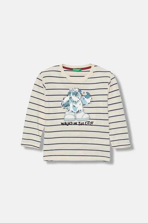 Детска блуза с дълги ръкави United Colors of Benetton в бежово с десен 3XVJG10KW