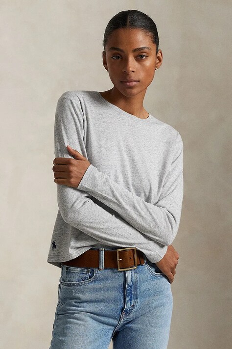 Polo Ralph Lauren longsleeve culoarea gri, 211967103