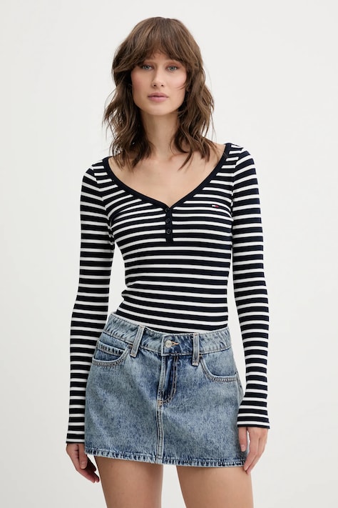 Лонгслив Tommy Jeans цвет синий DW0DW20903