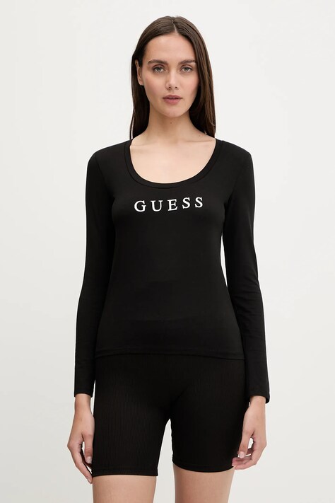 Guess longsleeve NEW CARRIE culoarea negru, O5RI00 KBBU1