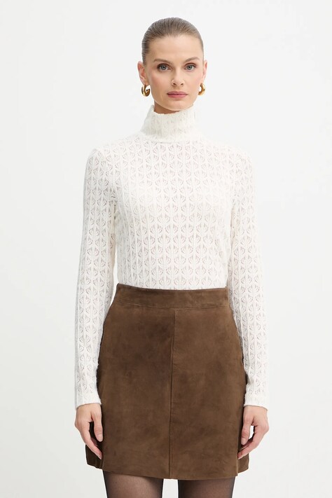 Pinko sweter damski kolor beżowy lekki z półgolfem 105979 A2YI