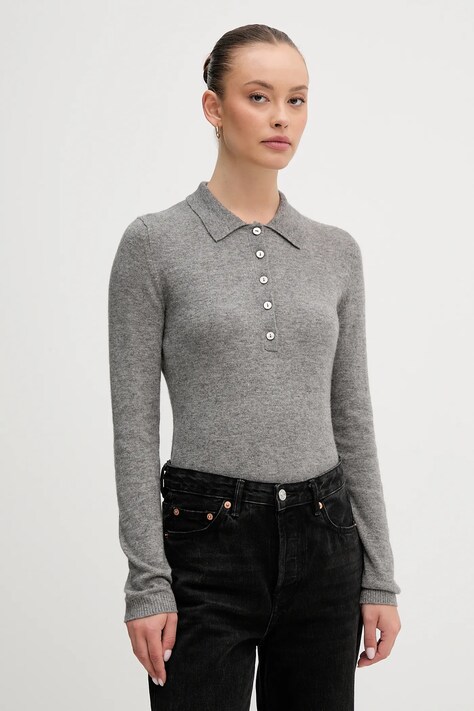 United Colors of Benetton sweter z dodatkiem wełny damski kolor szary lekki 102HD301H