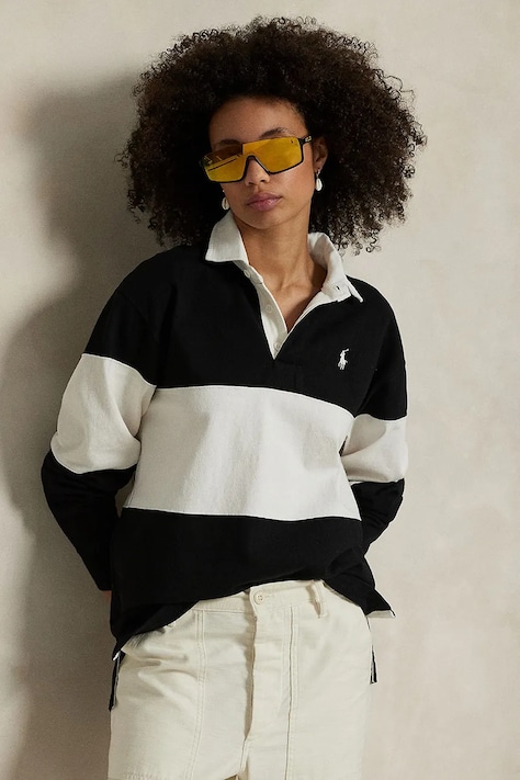 Памучна блуза с дълги ръкави Polo Ralph Lauren Knit в черно 211971708