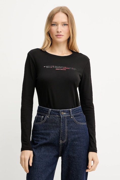 Хлопковый лонгслив Armani Exchange цвет чёрный XW001360 AF10356