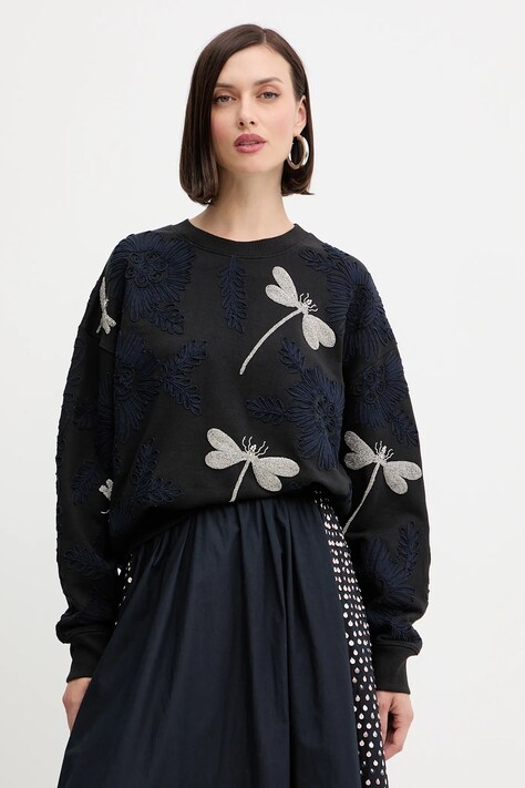Forte Forte bluza damska kolor czarny z aplikacją 14041.my.t-shirt