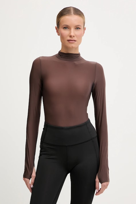 Tréninkové body Calvin Klein Performance hnědá barva, s pologolfem, LVGWF5K139