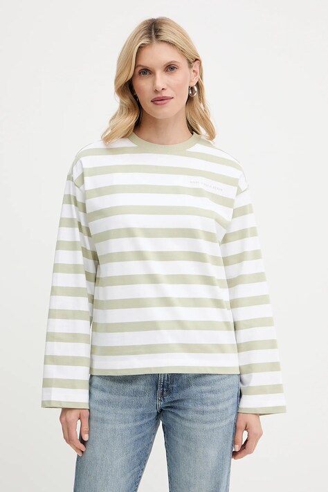 Marc O'Polo longsleeve din bumbac culoarea verde, 5000006526
