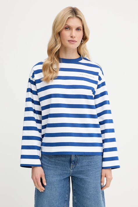Marc O'Polo longsleeve din bumbac culoarea bleumarin, 5000006526
