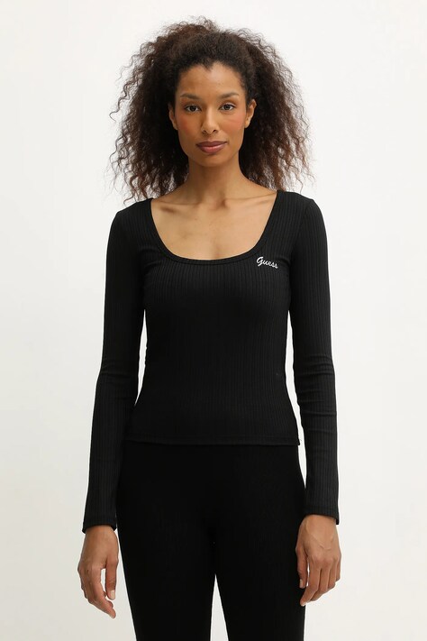 Guess longsleeve FABIA culoarea negru, V5BP03 K1932