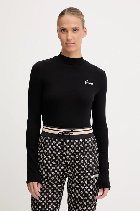 Guess longsleeve ALBA culoarea negru, cu turtleneck, V5BP10 KCBF1