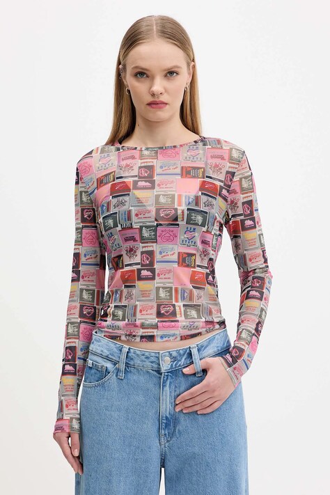 Tommy Jeans longsleeve kolor różowy DW0DW21558