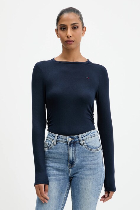 Tommy Jeans longsleeve kolor granatowy DW0DW21568