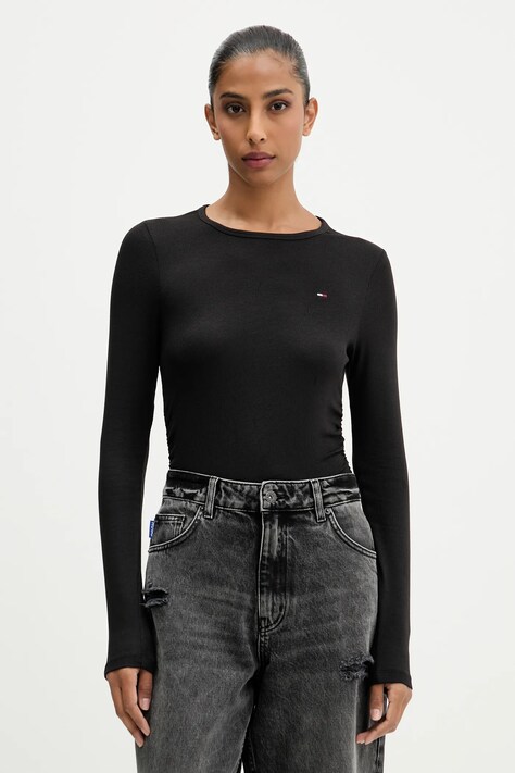 Tommy Jeans longsleeve kolor czarny DW0DW21568