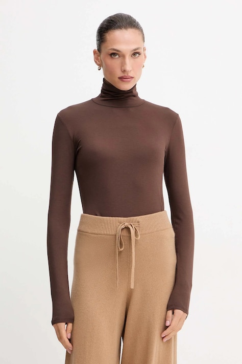 Weekend Max Mara longsleeve MULTIF culoarea maro, 2525946022600