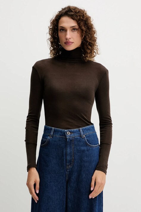 Лонгслив с добавлением шерсти Weekend Max Mara TESEO цвет коричневый с гольфом 2525946052600