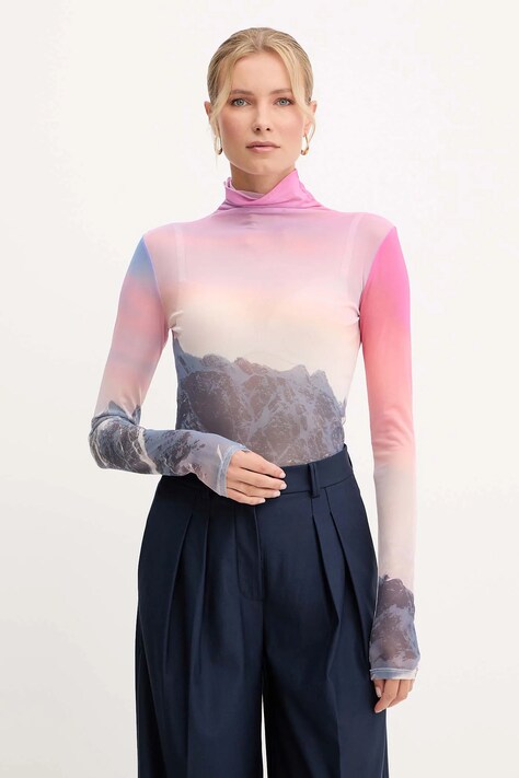 Patrizia Pepe longsleeve culoarea roz, cu turtleneck, 2M4498 J667