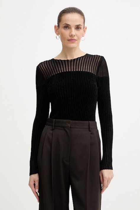 Βελούδινη μπλούζα Guess ROWENA χρώμα: μαύρο, W5BR62 Z0890