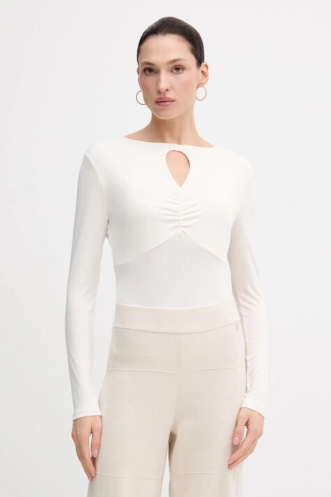 Sisley longsleeve culoarea bej, 35B8L107V