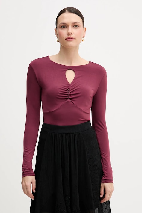 Sisley longsleeve culoarea bordo, 35B8L107V