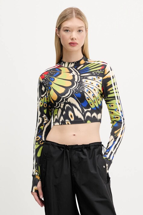 Лонгслів adidas x Farm Rio колір чорний півгольф JL8650