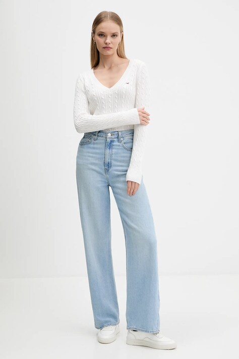 Hollister Co. sweter damski kolor biały lekki KI350-5132