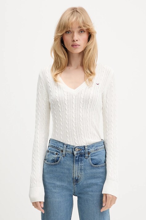 Hollister Co. sweter damski kolor beżowy lekki KI350-5132