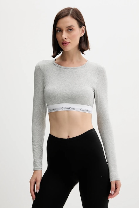 Tričko s dlouhým rukávem Calvin Klein Underwear šedá barva, LV00QF8600