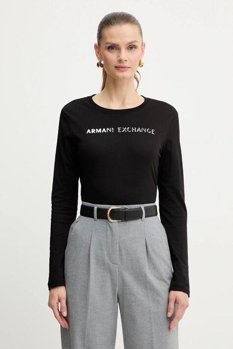 Armani Exchange longsleeve bawełniany kolor czarny XW001383 AF10356
