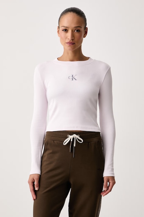 Calvin Klein Jeans Majica dugih rukava ženska od pamuka s elastanom roza LV047A803G