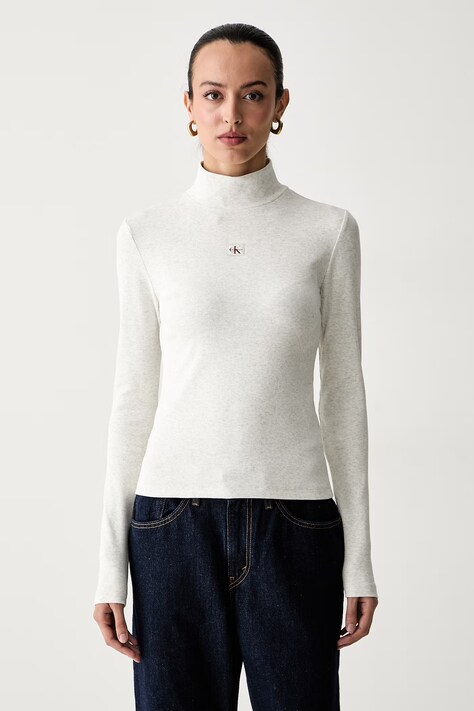 Calvin Klein Jeans majica z dolgimi rokavi ženska z bombažem siva LV047D203G