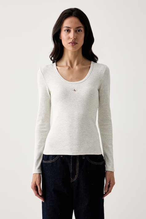Calvin Klein Jeans a maniche lunghe da donna in cotone con elastan grigia LV047D218G