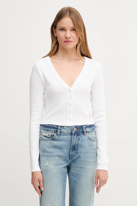 Calvin Klein Jeans kardigan damskie kolor biały lekki LV047C204G