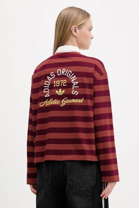 Хлопковый лонгслив adidas Originals LS GFX POLO цвет красный KF2323
