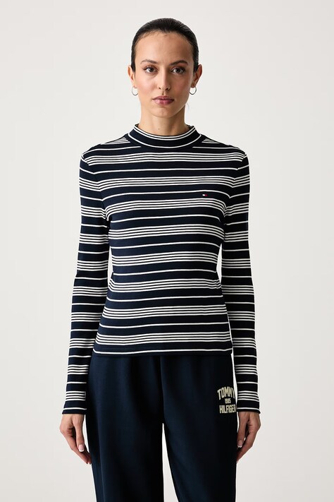 Tommy Hilfiger Μακρυμάνικο γυναικείο βαμβακερό σκούρο μπλε WW0WW47307