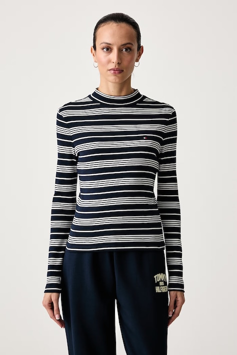 Tommy Hilfiger Μακρυμάνικο γυναικείο βαμβακερό σκούρο μπλε WW0WW47307