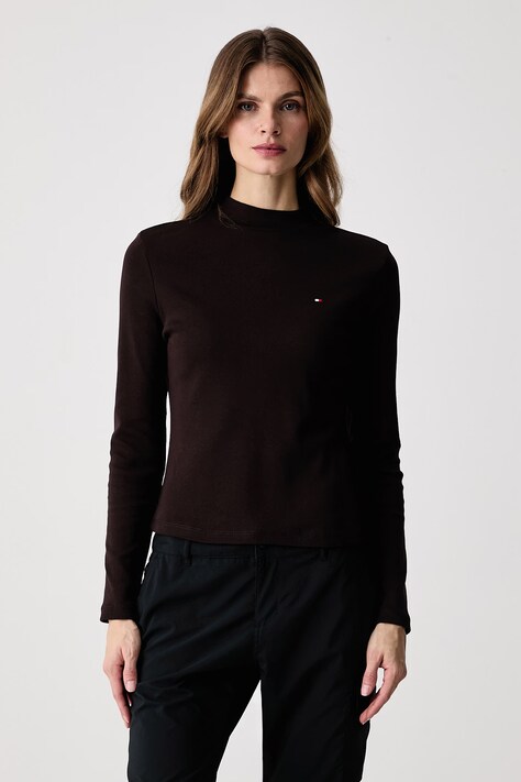 Tommy Hilfiger Longsleeve damski bawełniany brązowy WW0WW47307