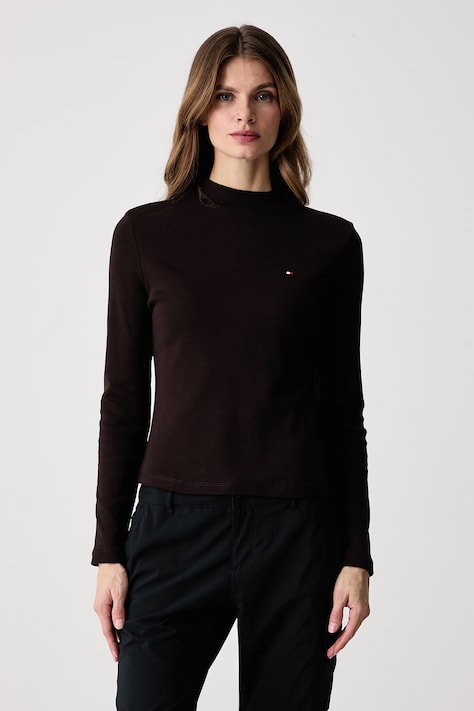 Tommy Hilfiger Maglietta a maniche lunghe da donna in cotone marrone WW0WW47307