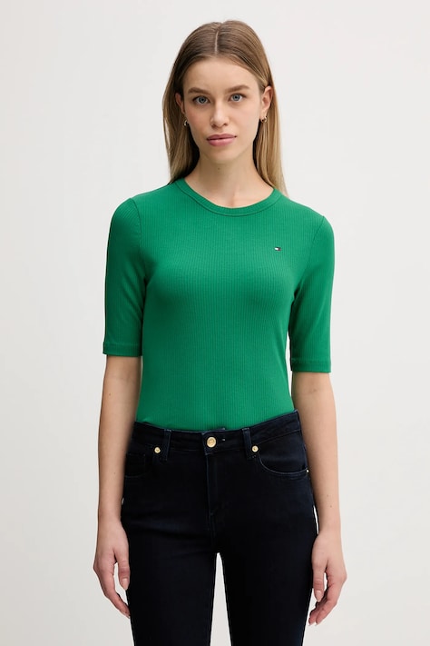 Tommy Hilfiger t-shirt damski kolor zielony WW0WW47308