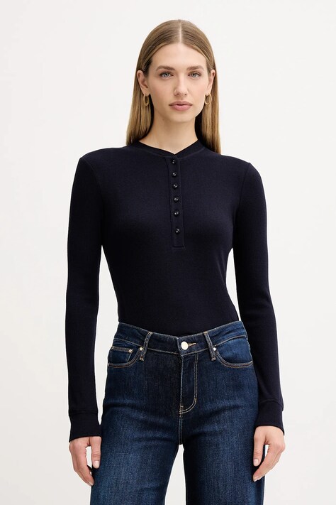 MAX&Co. longsleeve z dodatkiem wełny kolor granatowy 2526946014200