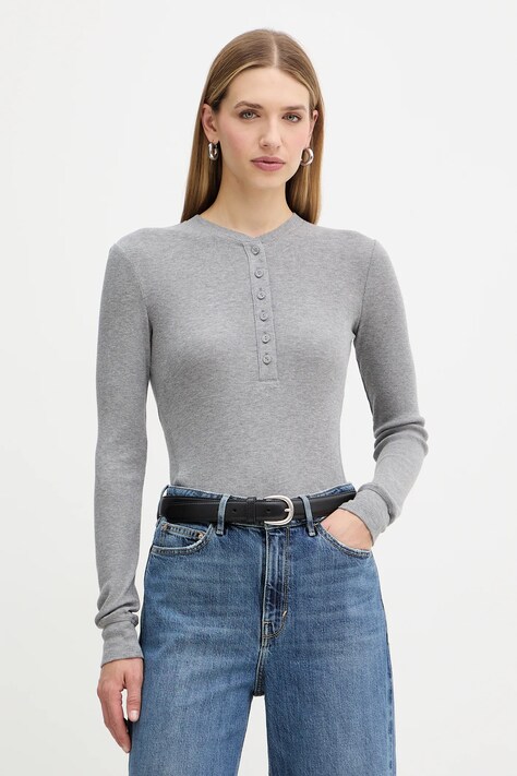 MAX&Co. longsleeve z dodatkiem wełny kolor szary 2526946014200